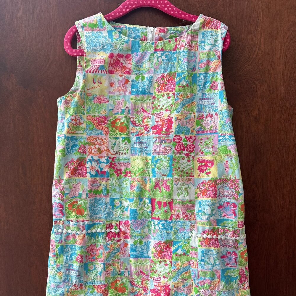 Girls Lilly Pulitzer State of Mind Shift Dress 7 EUC